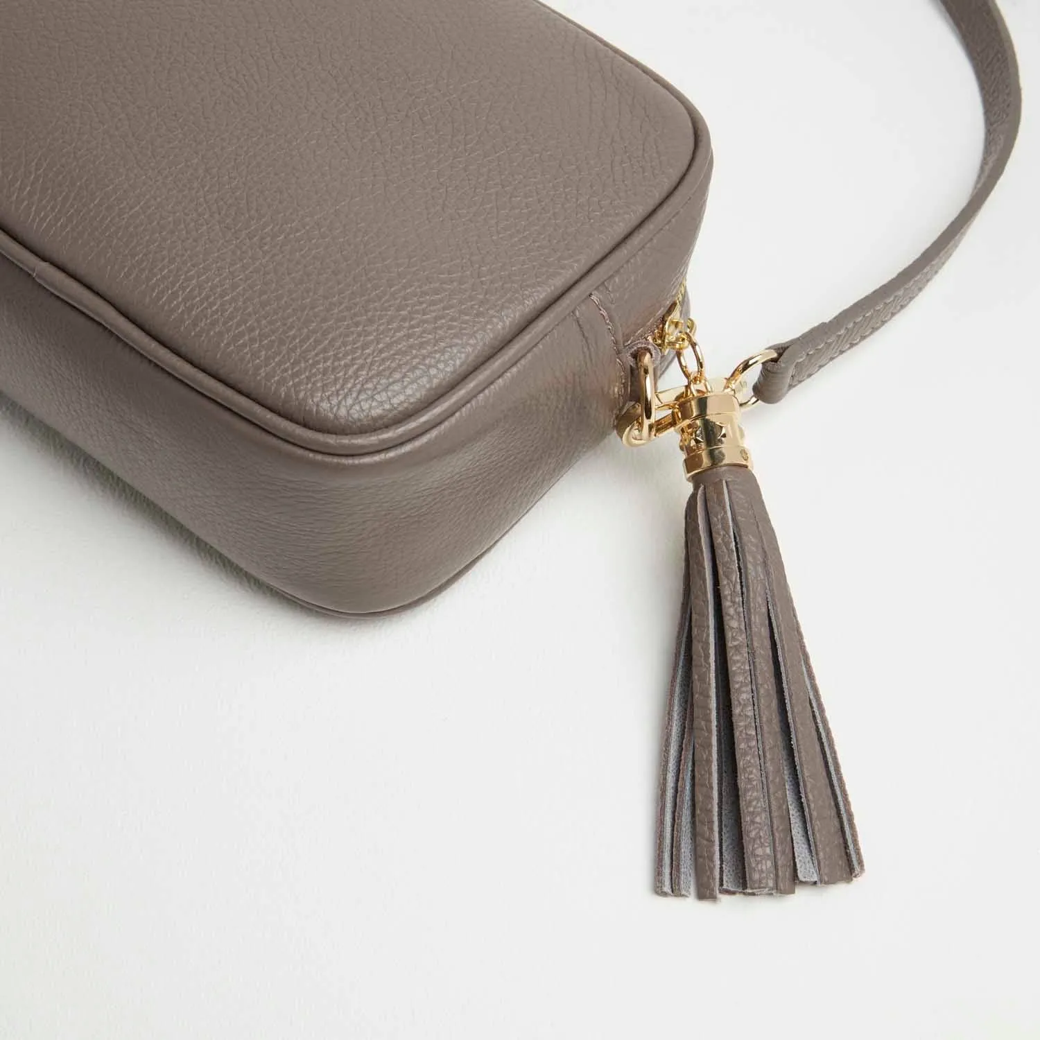 Verona Crossbody Tassel Cinder Bag with Green Stripe Strap