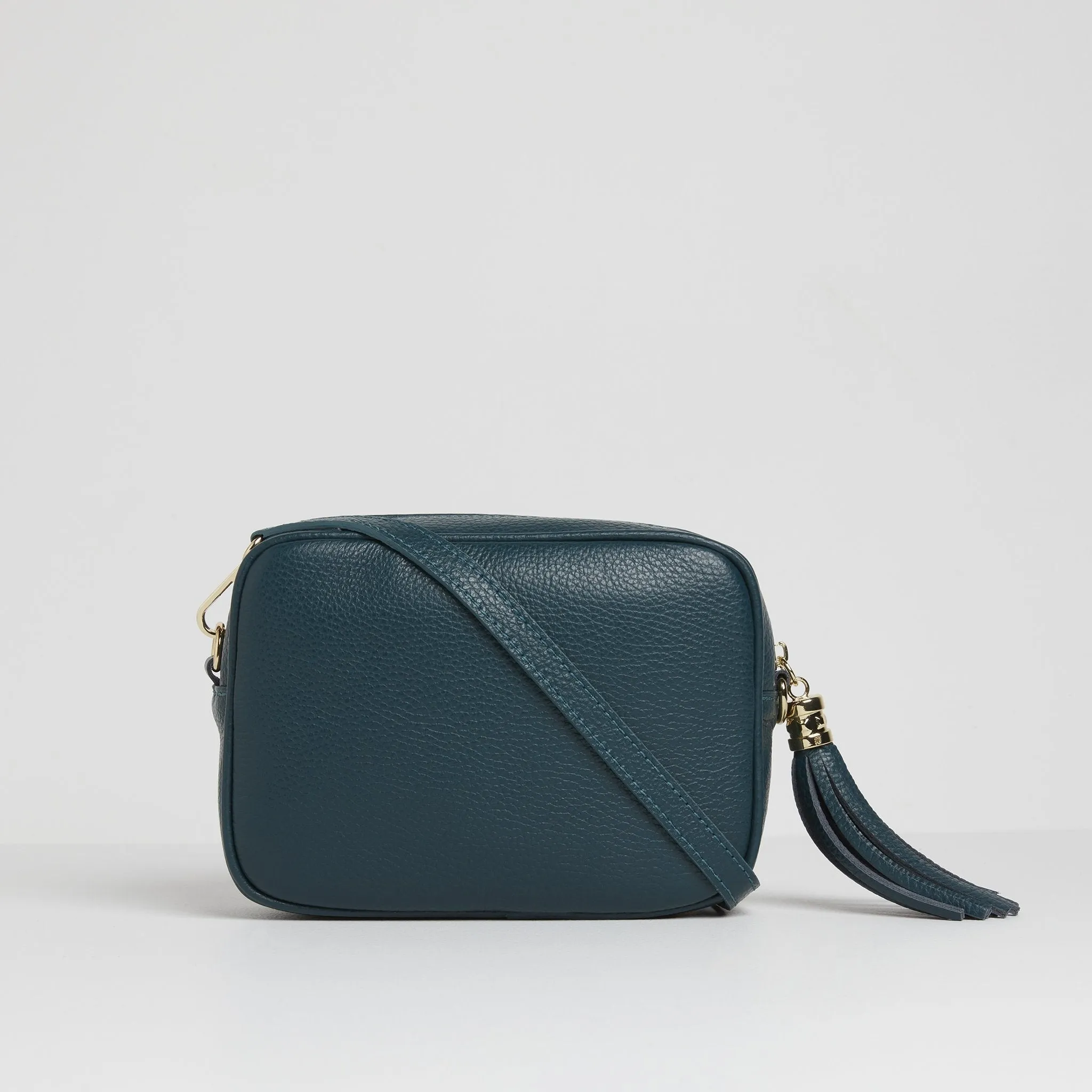 Verona Crossbody Tassel Teal Bag with Dark Leopard Strap