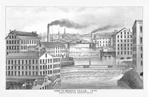 View in Seneca Falls, 1876, Water Power and Manufactories