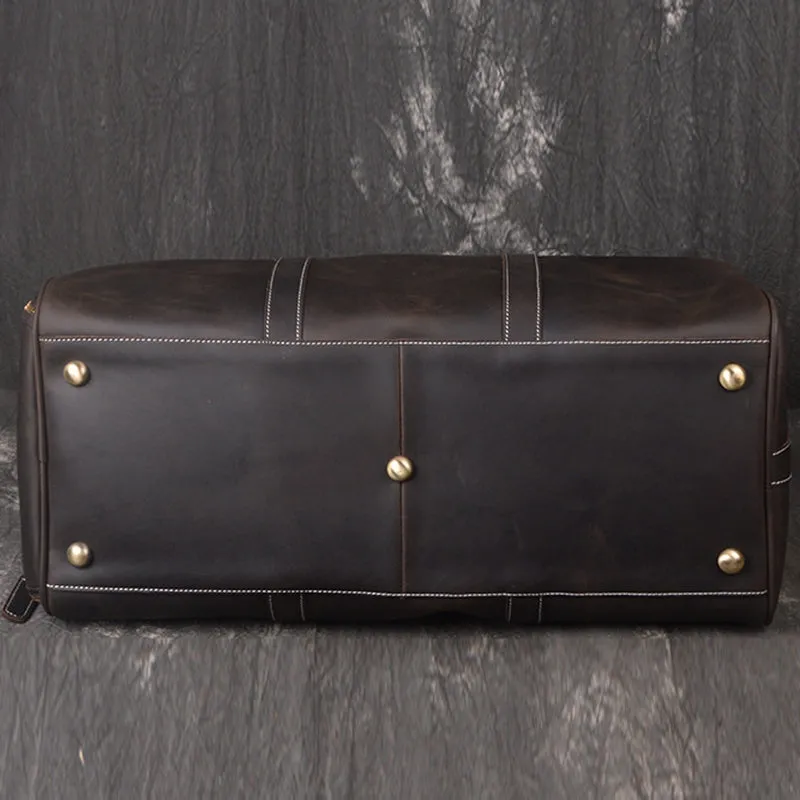 Vintage Full Grain Leather Travel Bag with Shoes Compartment, Large Duffle Bag, Overnight Bag, Weekend Bag