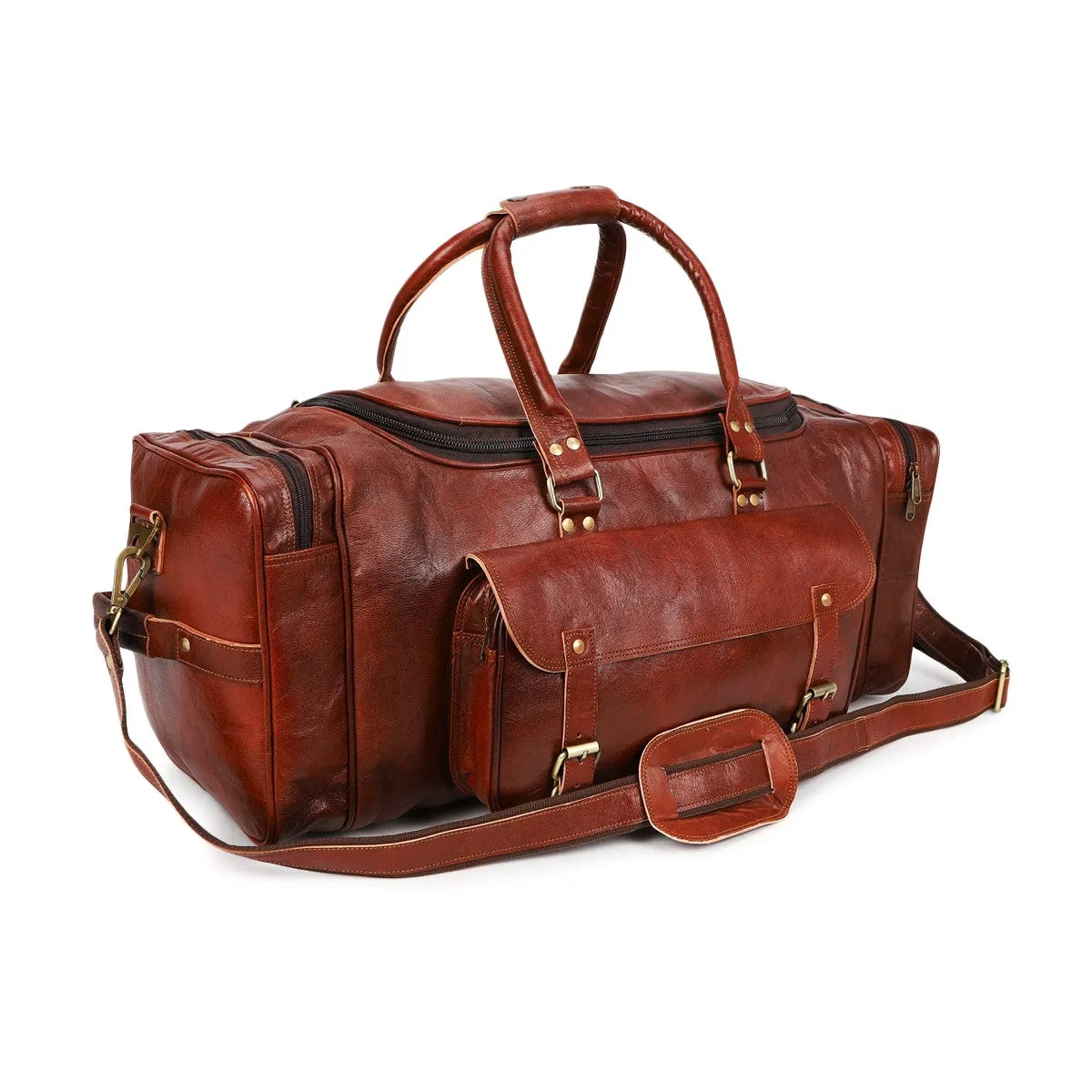 Vintage Leather Sports Gym Duffel Bag