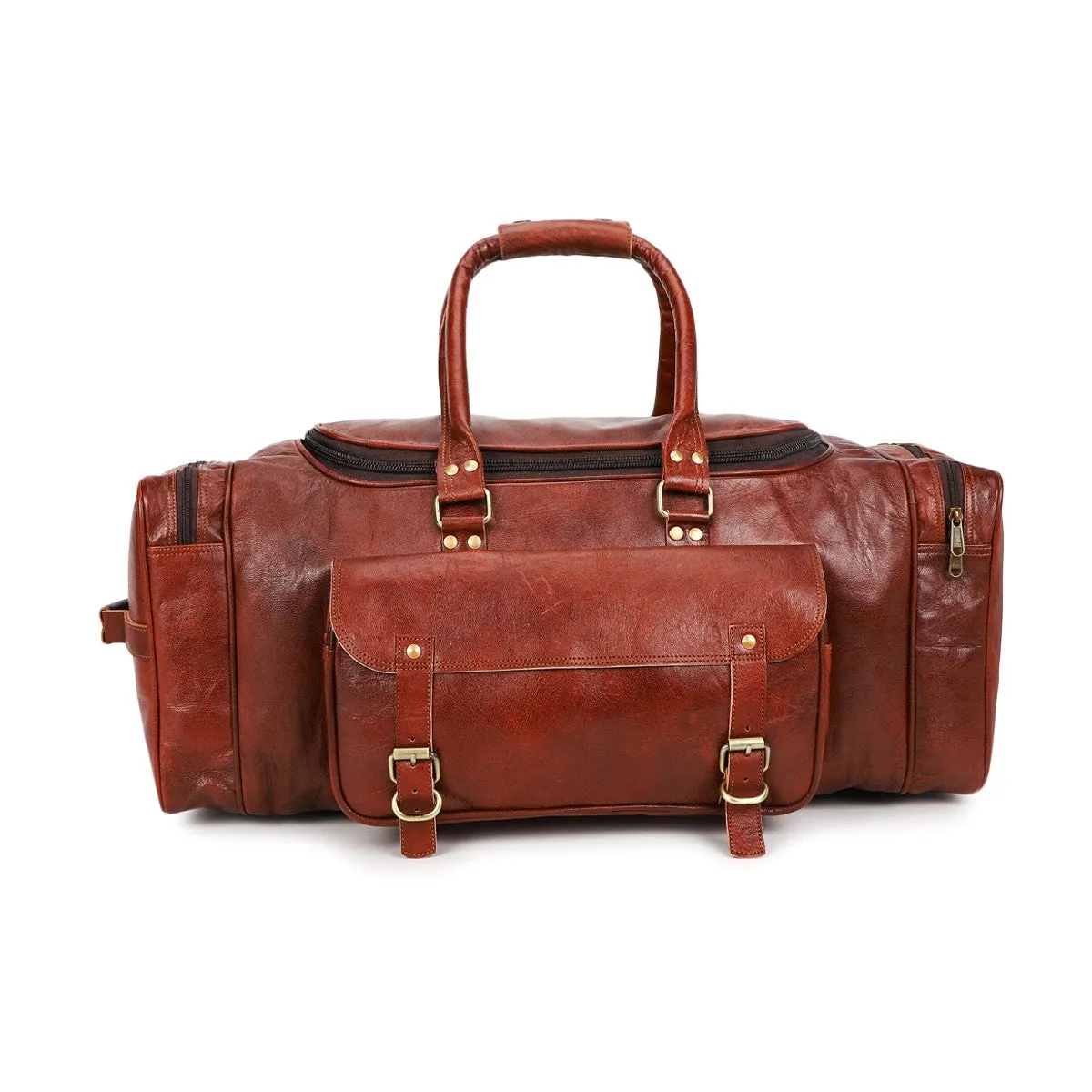 Vintage Leather Sports Gym Duffel Bag