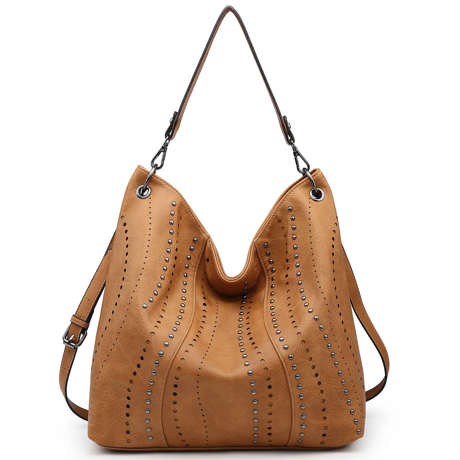 VONMAY Ladies Large Hobo Shoulder Bag Bucket Handbag Purse for Women with Studs Vegan Leather