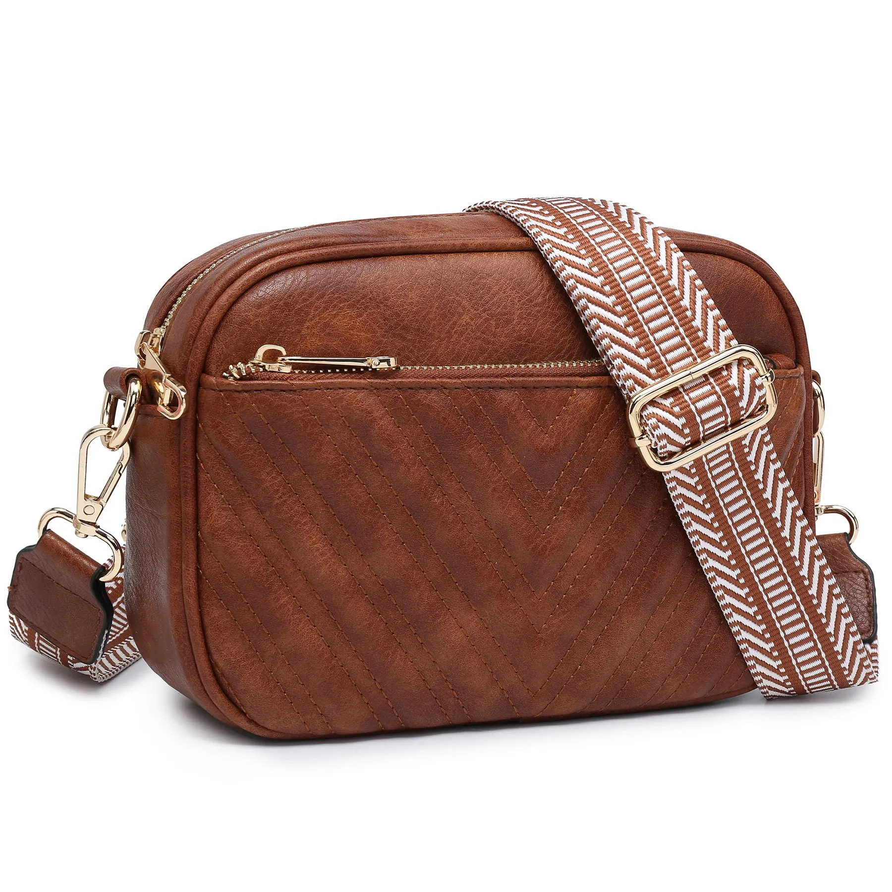 VONMAY Women Quilted Crossbody Bags Vegan Leather Purses Handbags Small Shoulder Bag with Stylish Wide Strap