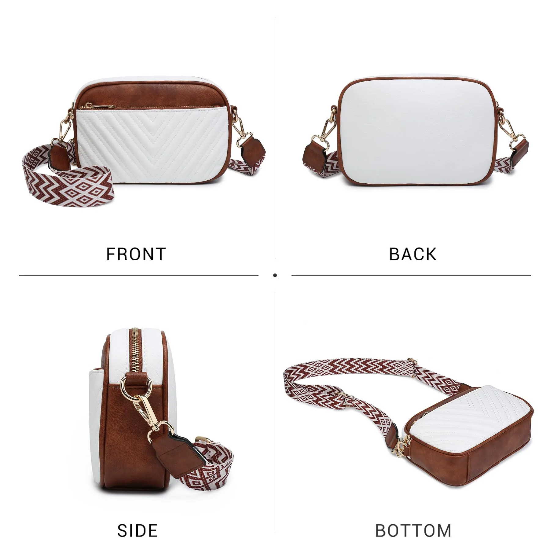 VONMAY Women Quilted Crossbody Bags Vegan Leather Purses Handbags Small Shoulder Bag with Stylish Wide Strap