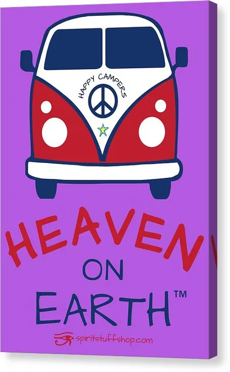 Vw Happy Camper Heaven On Earth - Canvas Print