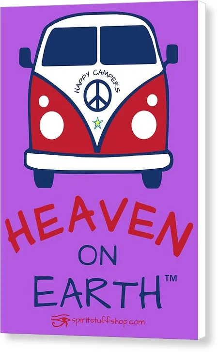 Vw Happy Camper Heaven On Earth - Canvas Print