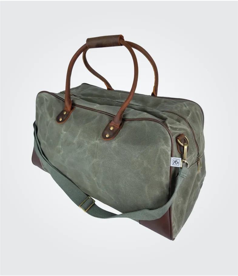 Waxed Canvas Travel Bag – Stylish Weekend Duffel for Men & Women | Water-Resistant Overnight & Business Trip Bag