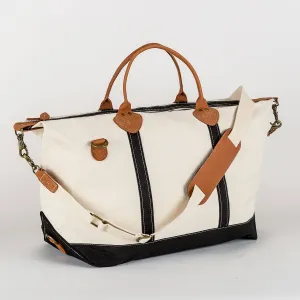 Weekender Large Canvas Travel Duffel with Leather Trim: Black