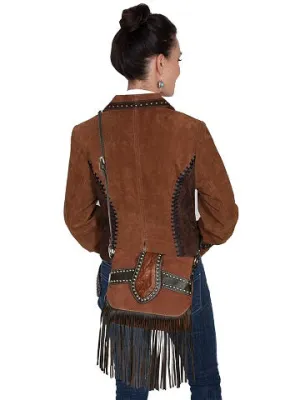 Western Shoulder Bag with Suede and Leather Fringe