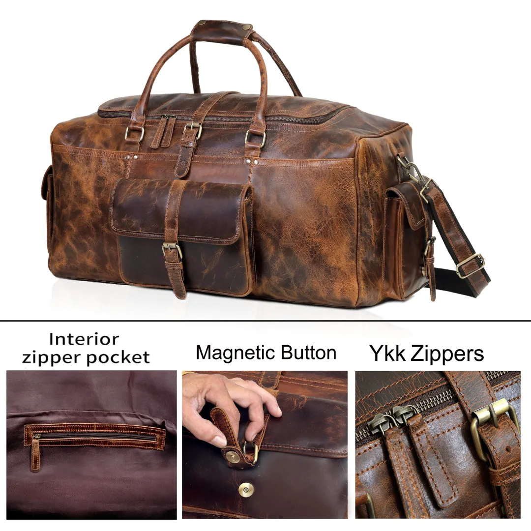 Wilder Buffalo Leather Duffel Bag for Men