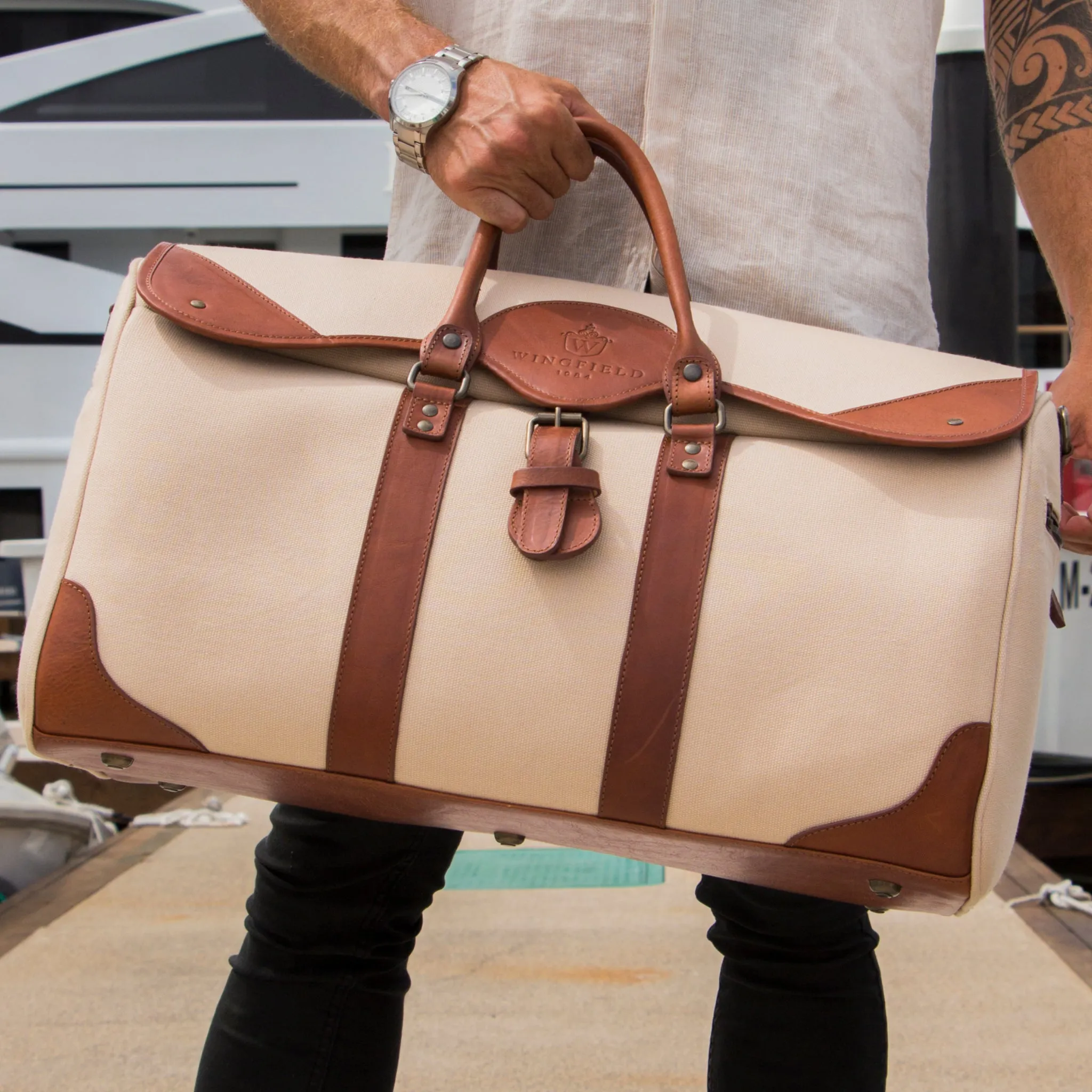 Wingfield Large Canvas & Leather Duffel Bag