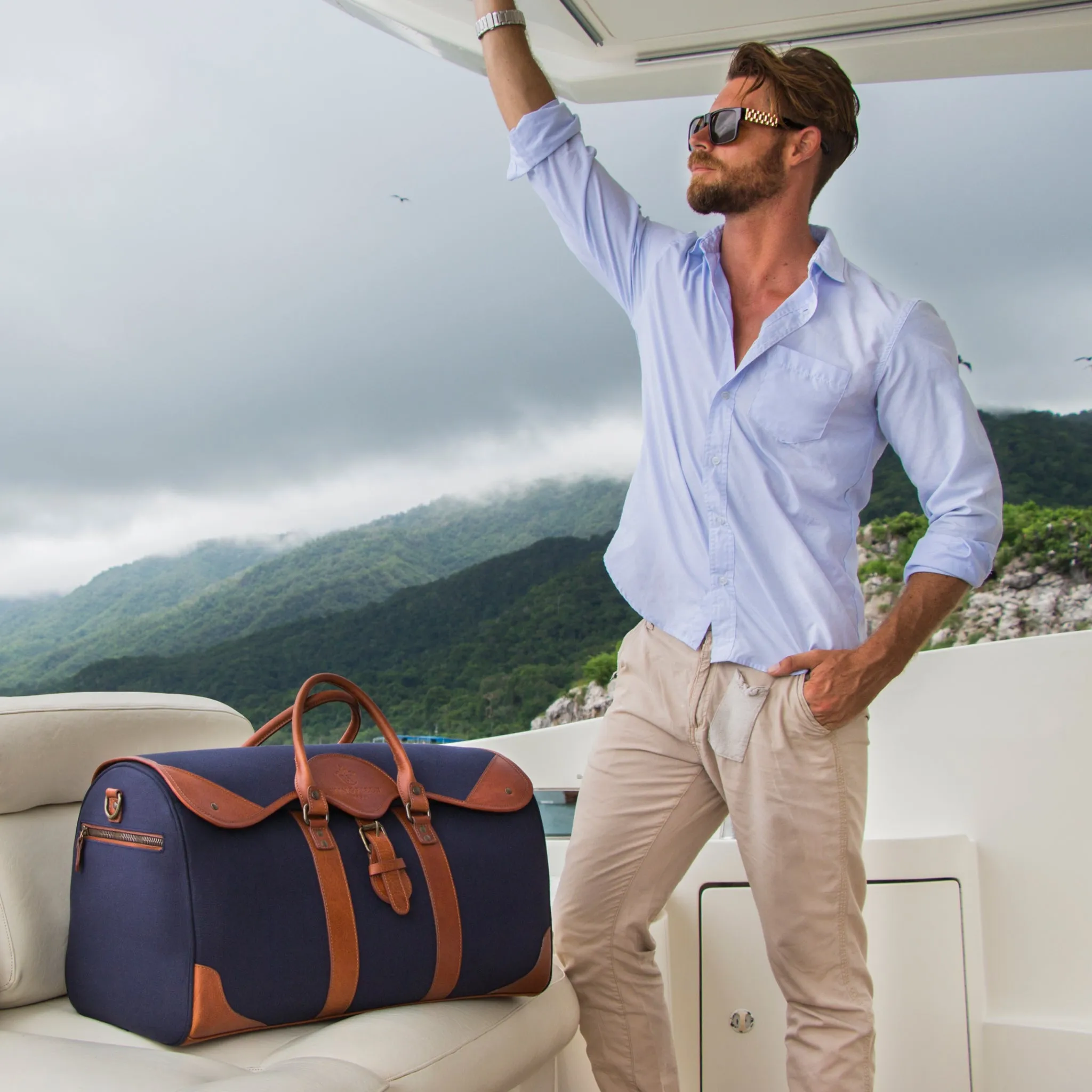 Wingfield Large Canvas & Leather Duffel Bag