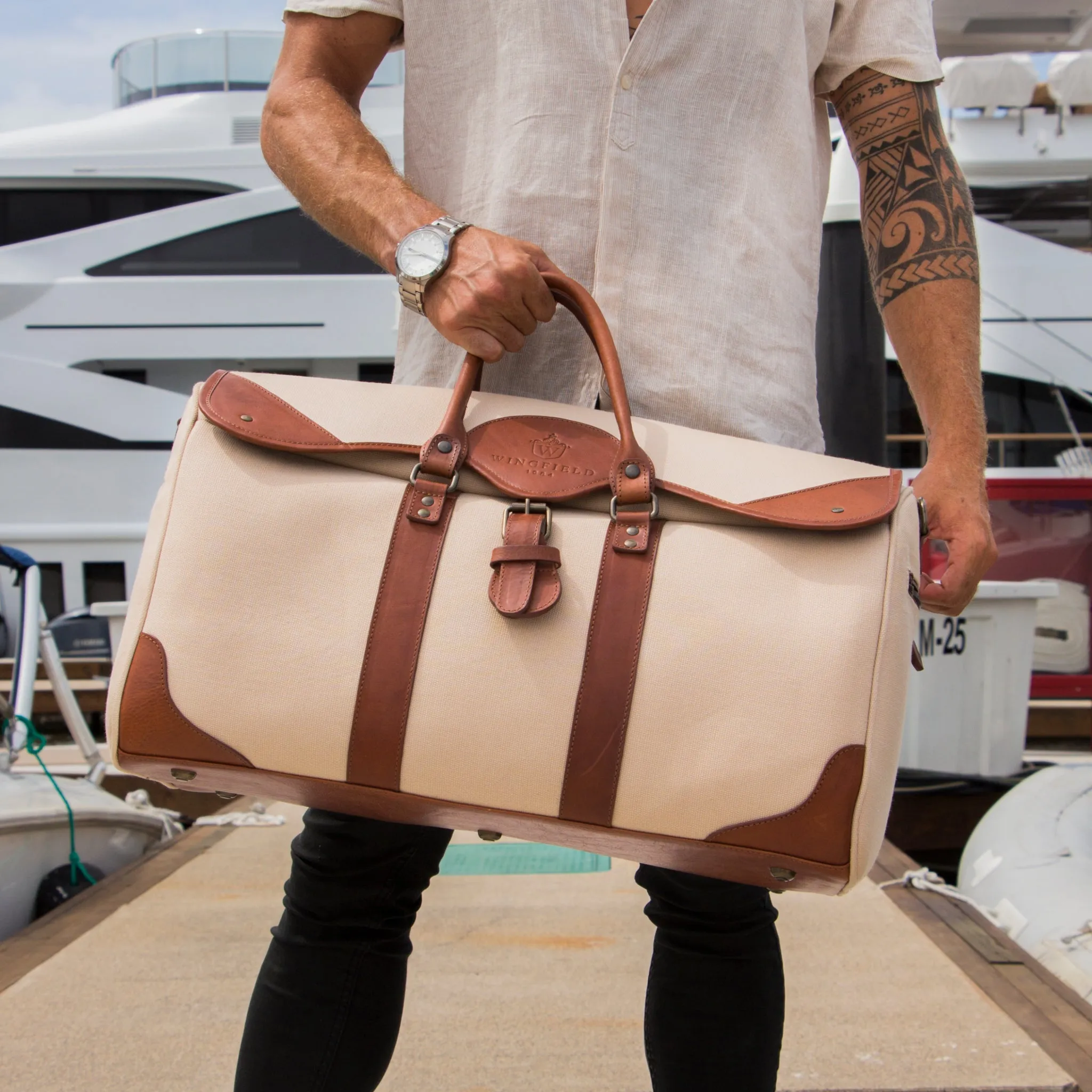 Wingfield Large Canvas & Leather Duffel Bag