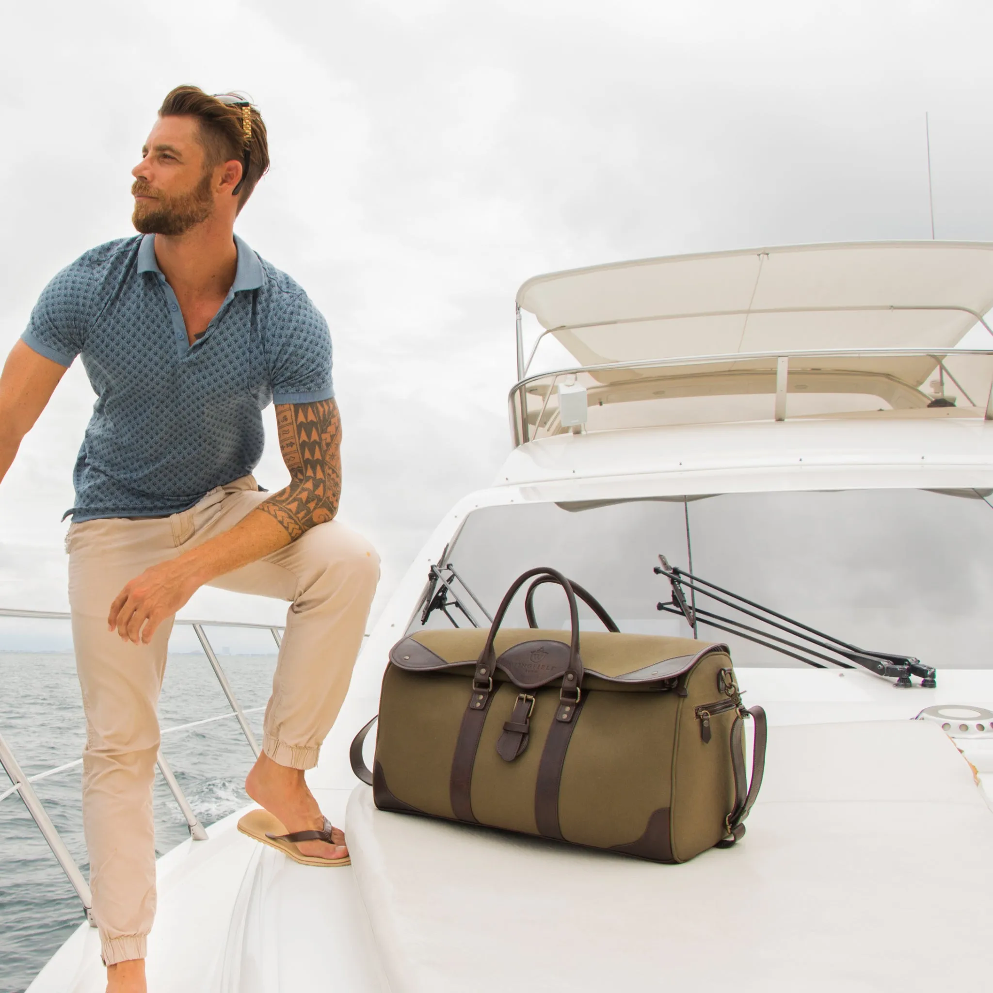 Wingfield Large Canvas & Leather Duffel Bag