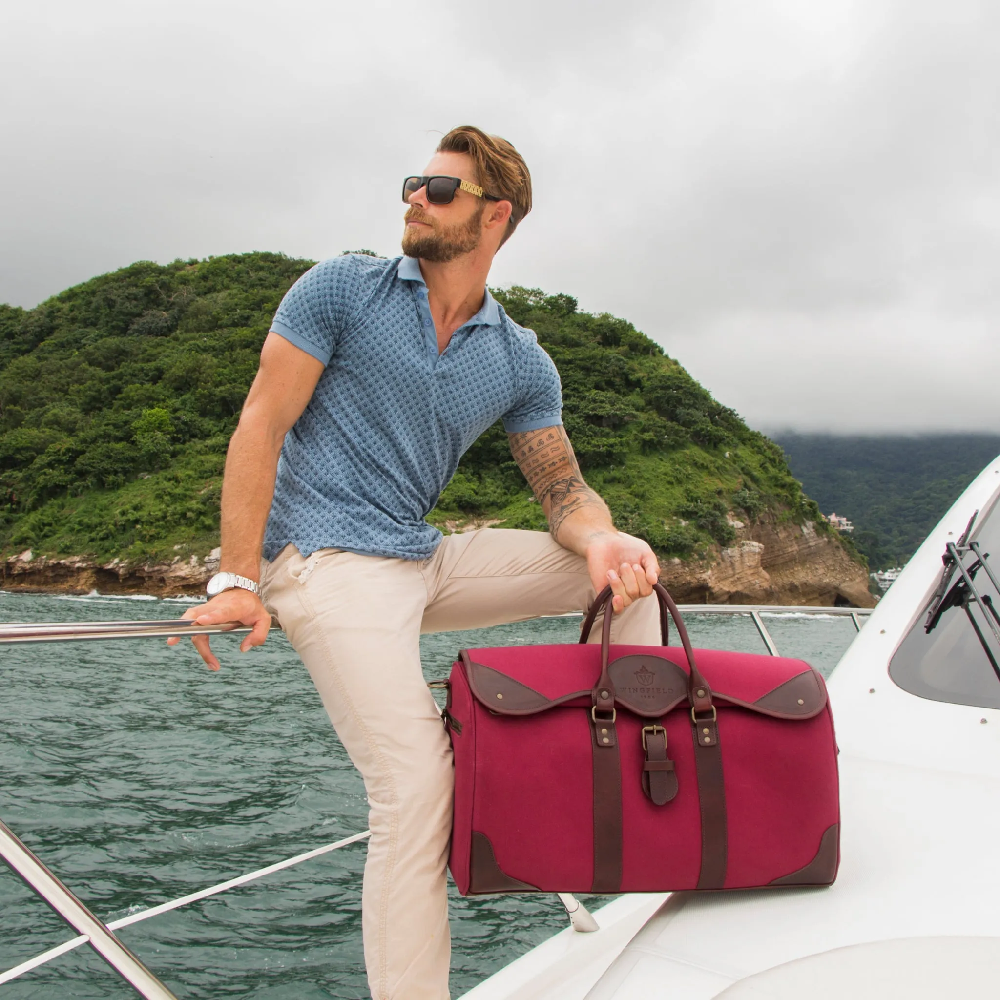 Wingfield Large Canvas & Leather Duffel Bag