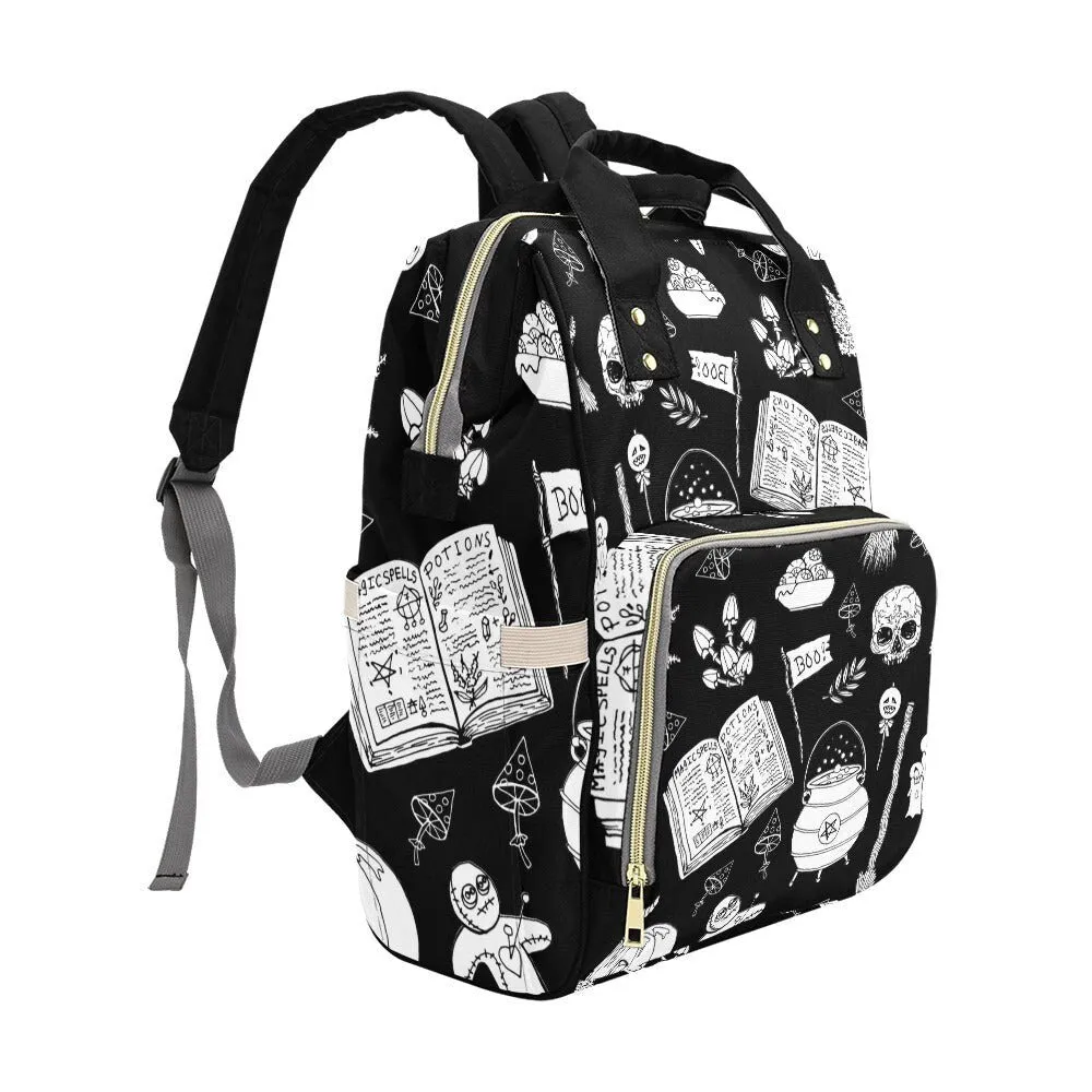 Witchy Diaper Backpack Goth Baby Stuff WItchy Baby Bag Creepy Cute Spoopy Cats Nappy Bag Spooky Cute Diaper Bag WItchy Mom Baby Gifts