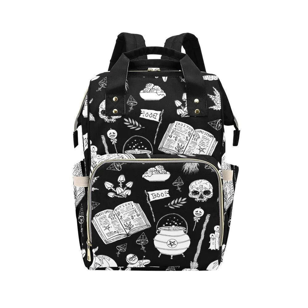 Witchy Diaper Backpack Goth Baby Stuff WItchy Baby Bag Creepy Cute Spoopy Cats Nappy Bag Spooky Cute Diaper Bag WItchy Mom Baby Gifts
