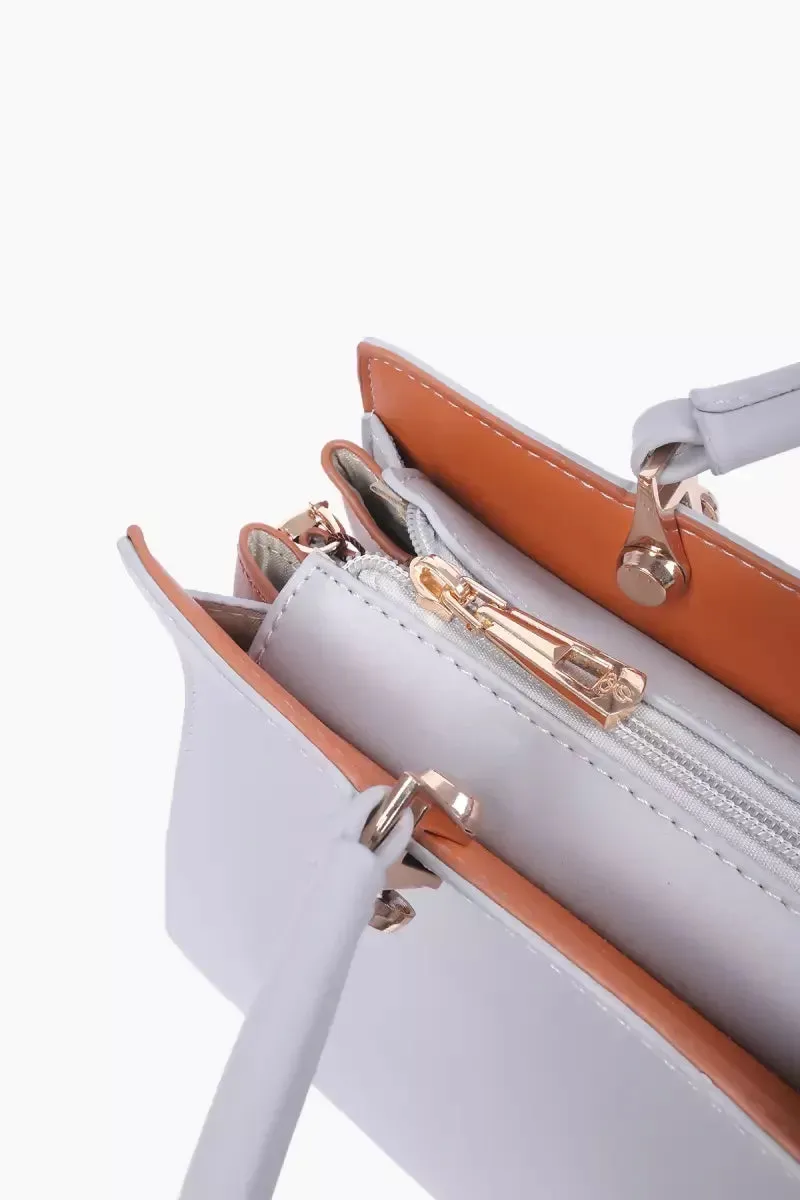 Women’s Luxe Structured Handheld Bag( Grey )
