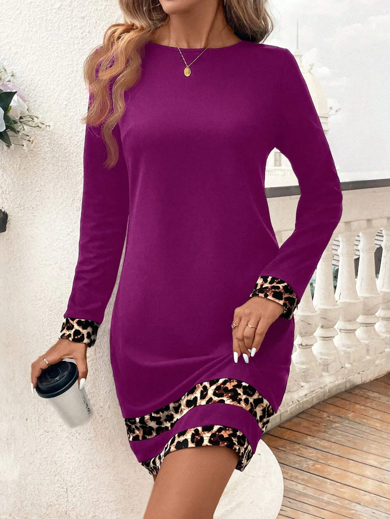 Women's Plaid Contrast Color Work Casual Business Commuter Dress