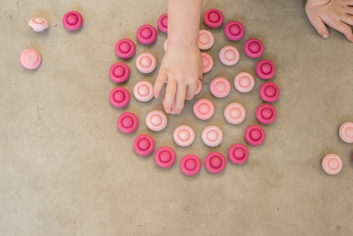 Wood Mandala Flowers 36pcs (Pinks)