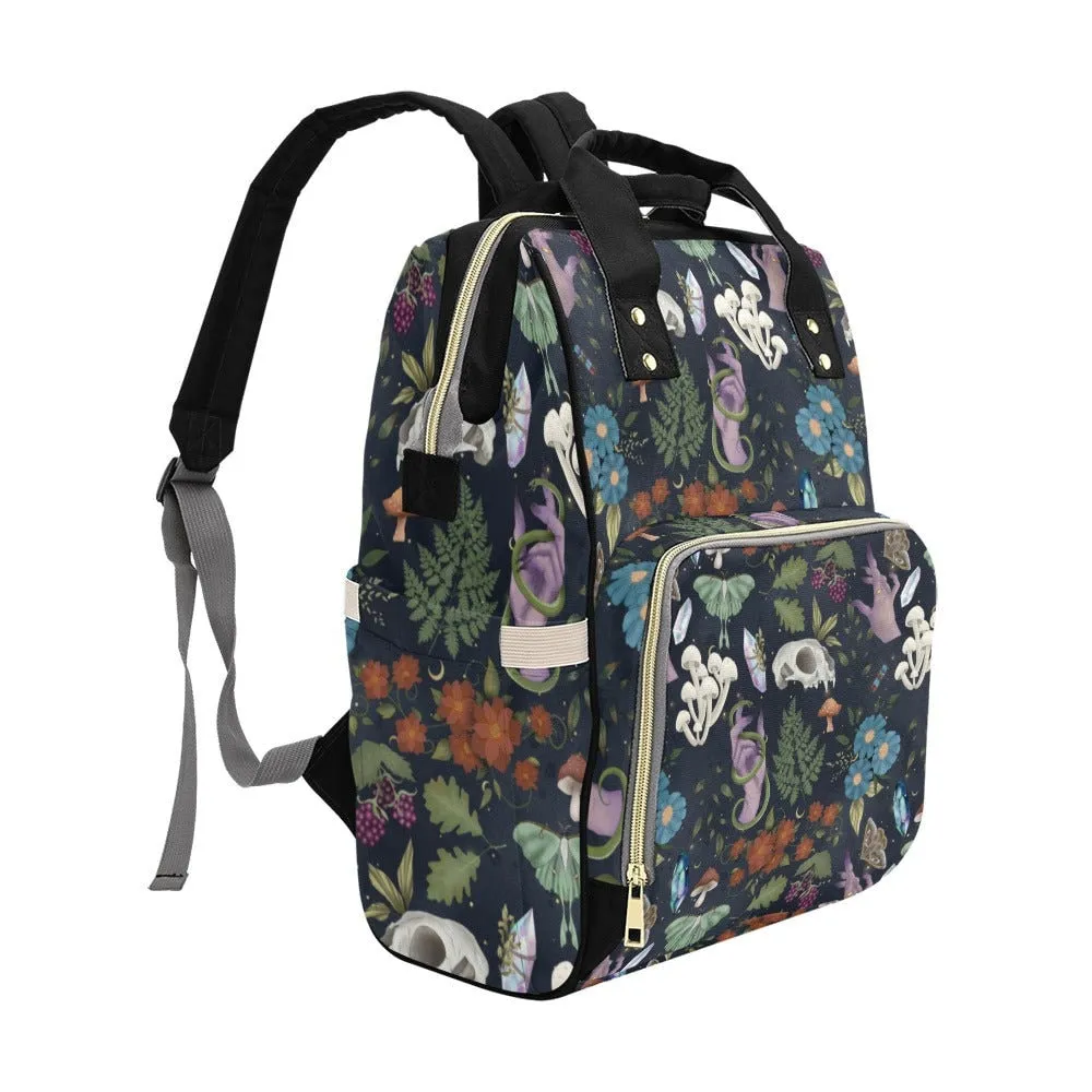 Woodland Forest Witchy Diaper Nappy Bag Goth Baby Bag Goth Backpack Goth Purse Baby Stuff Gothic Baby Stuff Horror Spooky Nursery Skull Baby