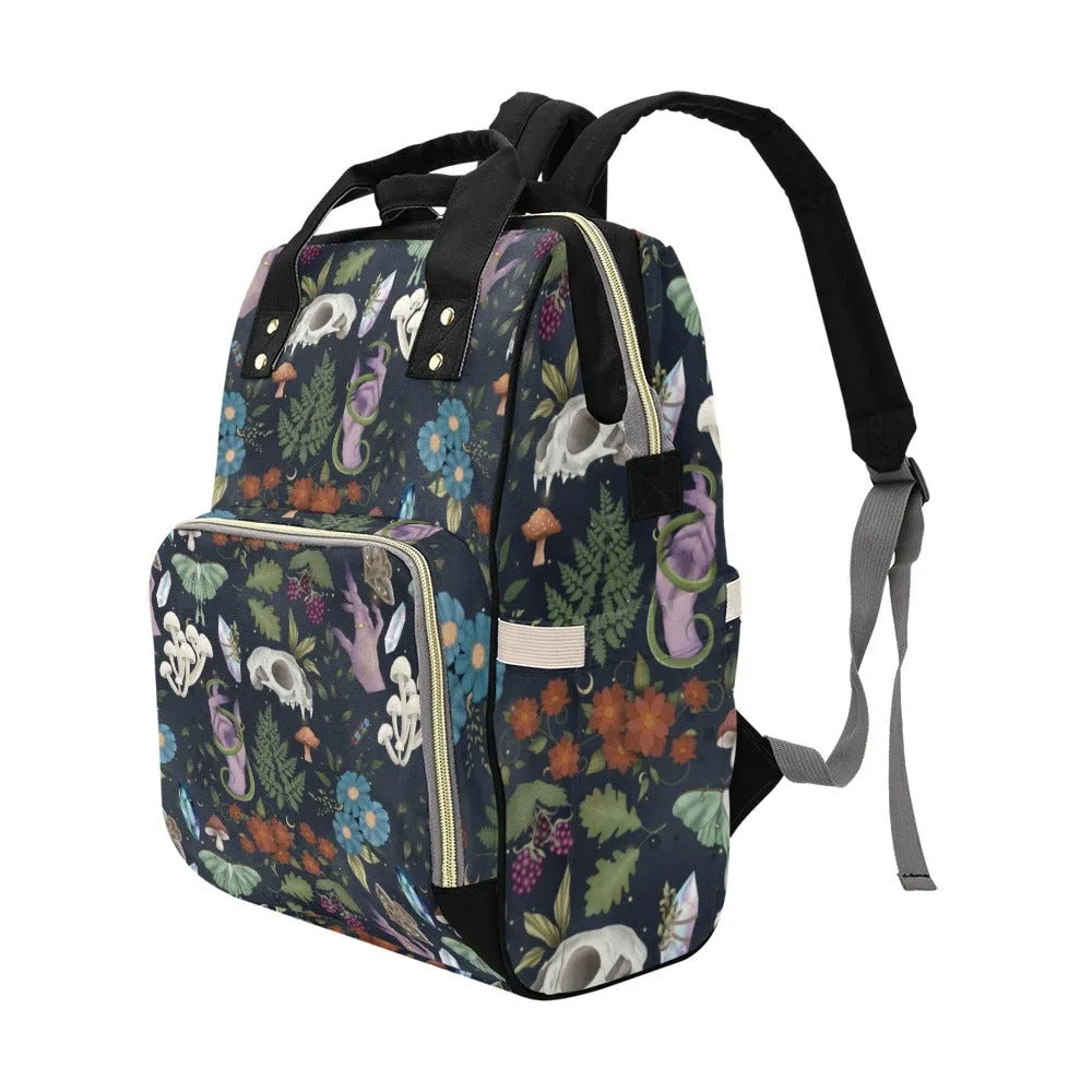 Woodland Forest Witchy Diaper Nappy Bag Goth Baby Bag Goth Backpack Goth Purse Baby Stuff Gothic Baby Stuff Horror Spooky Nursery Skull Baby