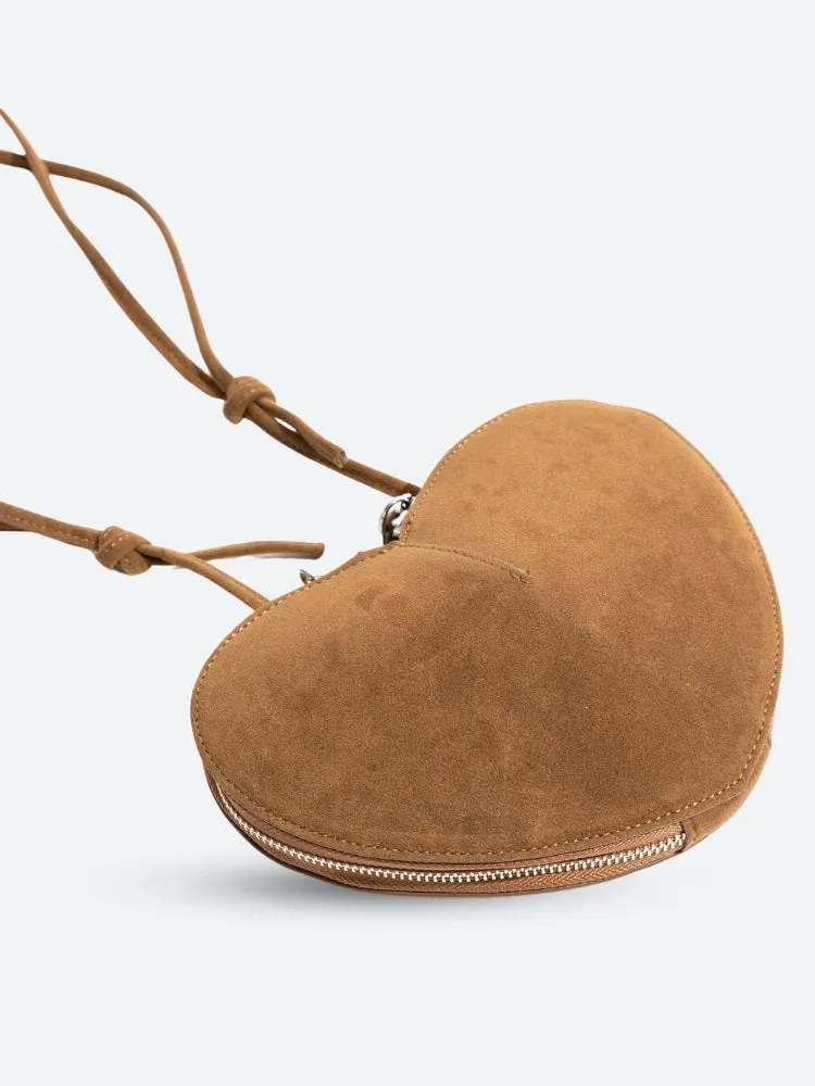 Y2K Heart Suede Shoulder Bag