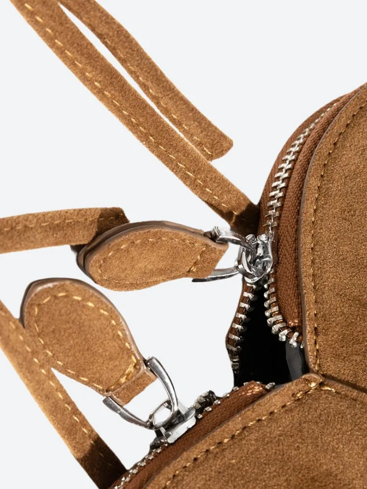 Y2K Heart Suede Shoulder Bag