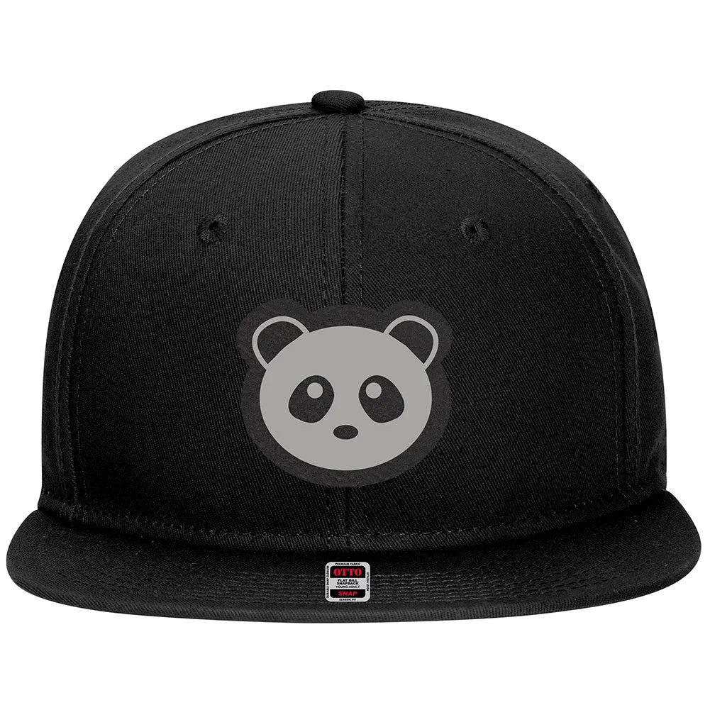 Youth Kid's Panda Leatherette 6 Panel Mid Profile Snapback Hat for Boys and Girls